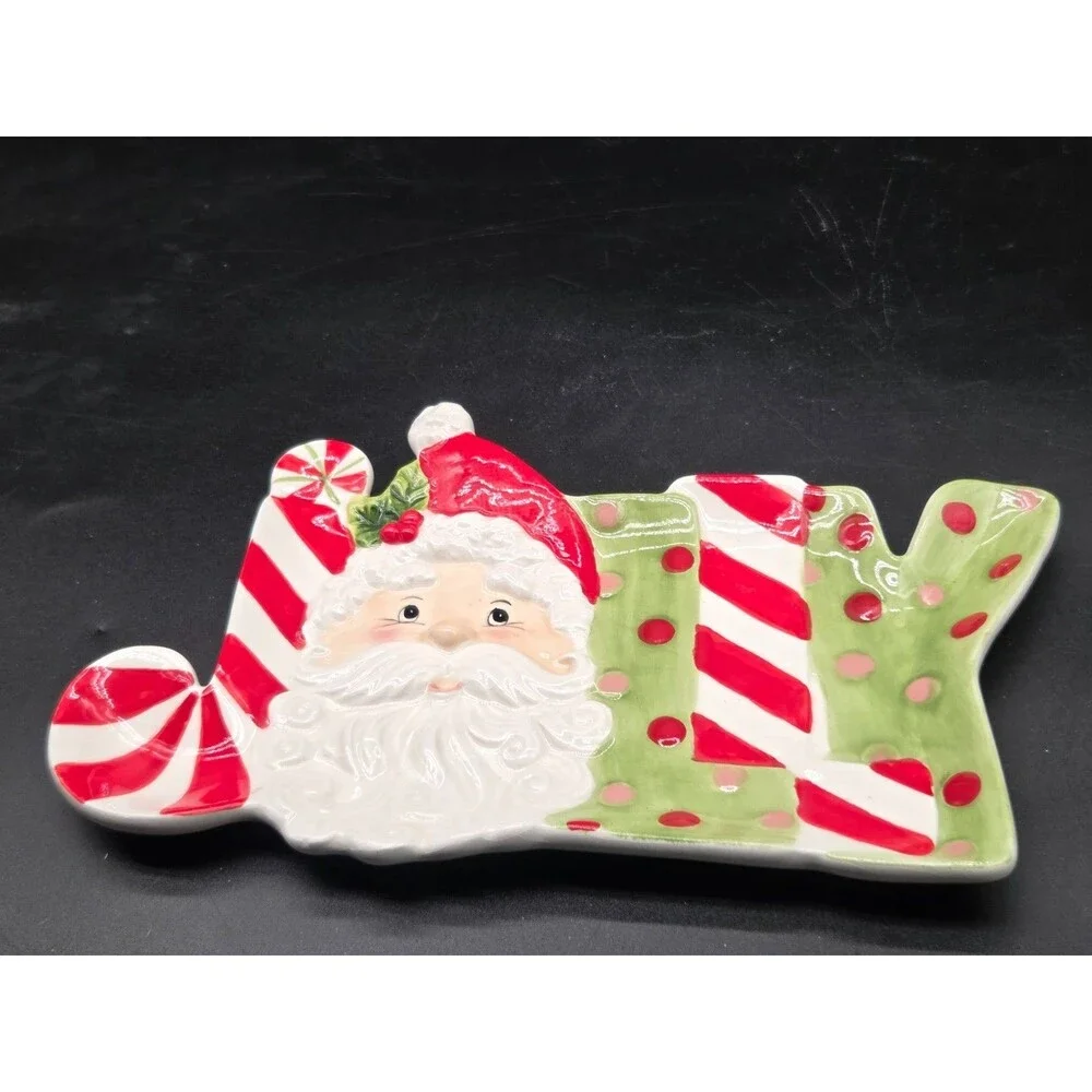 Fitz And Floyd Christmas Santa Jolly Snack Therapy Wall Hanging Tray 2009